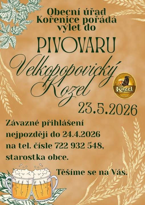 Sobota 23.5.2026 - Pivovar VELKOPOPOVICKÝ KOZEL