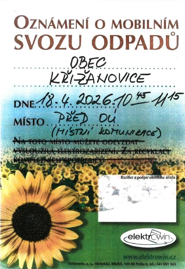 10.45-11.15 hodin před obecním úřadem