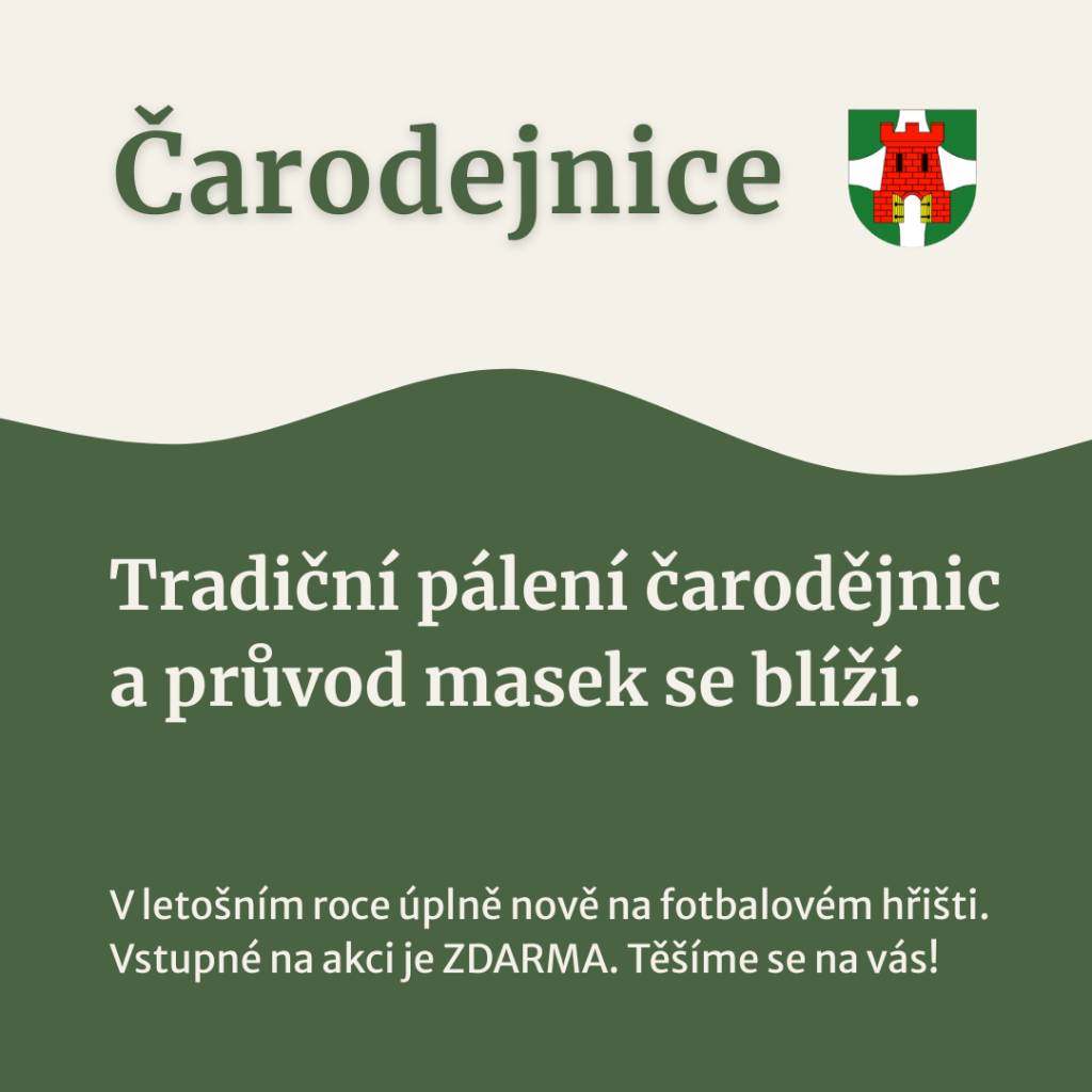 Obec Braňany srdečně zve všechny děti, rodiče i ostatní spoluobčany na oblíbené tradiční Pálení čarodějnic, které se uskuteční v pátek 1. května 2026. Upozorňujeme návštěvníky na důležitou změnu – hlavní dění a odpolední program se letos přesouvá na místní fotbalové hřiště!