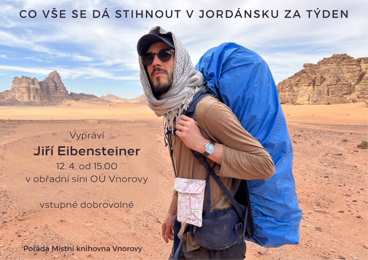 Cestopisná beseda s Jiřím Eibensteinerem  Neděle 12. dubna od 15.00 v obřadní síni OÚ