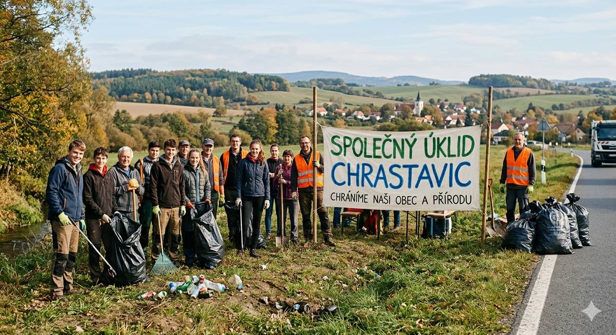 Další ročník dobrovolného úklidu našeho bydliště se uskuteční v neděli 12.4.2026 od 14:30 hod. Sraz účastníků bude u obecního úřadu. Po skončení akce bude možné opéct vlastní špekáčky. S sebou si vezměte pracovní rukavice, pytle budou zajištěny. Akce je vhodná i pro děti..