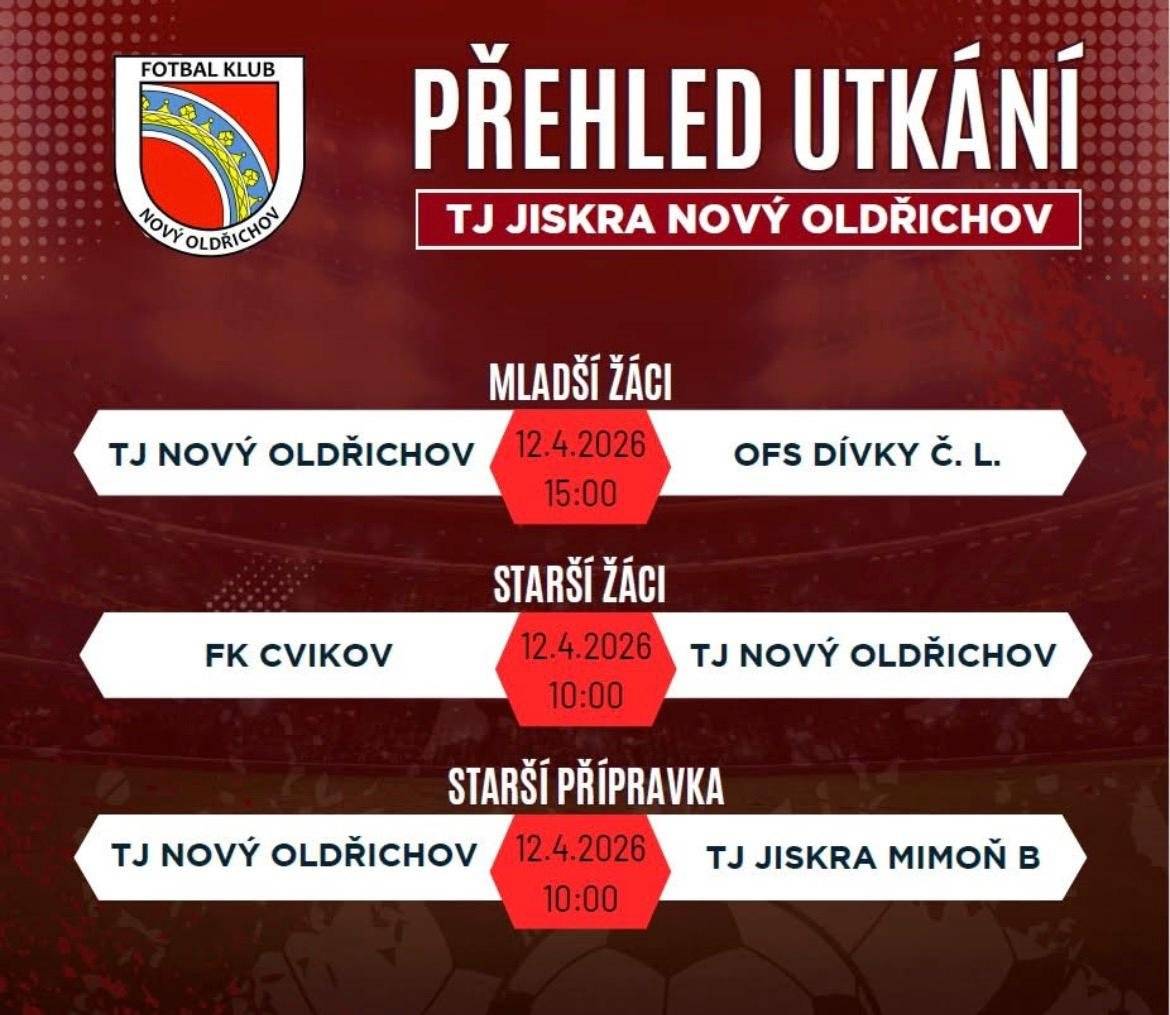 TJ Jiskra Nový Oldřichov srdečně zve všechny své fanoušky a příznivce sportu na nedělní utkání. Přijďte podpořit naše hráče, vytvořit skvělou atmosféru a užít si sportovní zážitek.