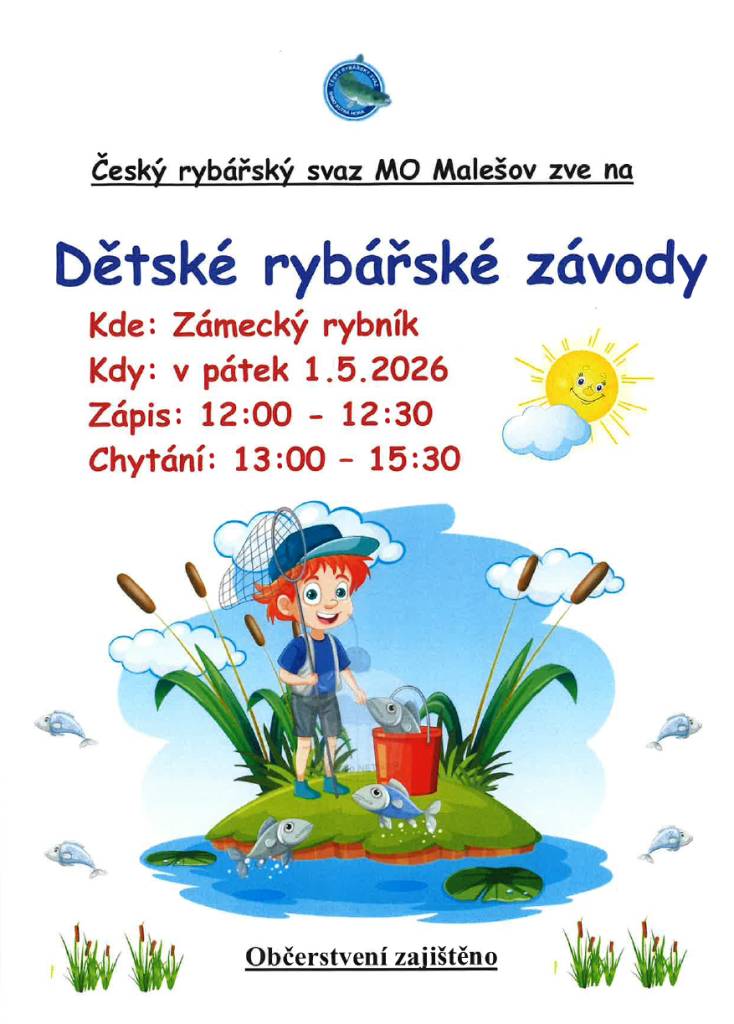 Dětské rybářské závody v Malešově.