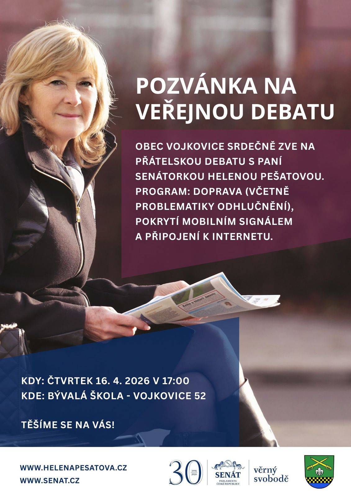 Pojďme se společně zaměřit na témata, která nás trápí a to hluk z dálnice a pokrytí internetem v naší obci a okolí. Prosíme občany, kteří mají zájem tuto situaci řešit ať nám pošlou na obec@dobratice.cz  informaci o tom, co chtějí řešit např.  Na adrese Dobratice xx, máme problém s mobilním signálem poskytovatele služby xxxx, je zde nestabilní internet s malou rychlostí ( 20Mb/s mobilní připojení). Nebo na adrese Dobratice xx máme problém s hlukem z dálnice D48 (V nočních hodinách se nedá spát při otevřeným okně).   Tyto data budou podkladem pro další jednání. Na debatě budou tyto problémy rozebrány a společně se zaměříme jak by se dal mobilní signál (internet) zlepšit, případně bojovat proti hluku z dálnice.