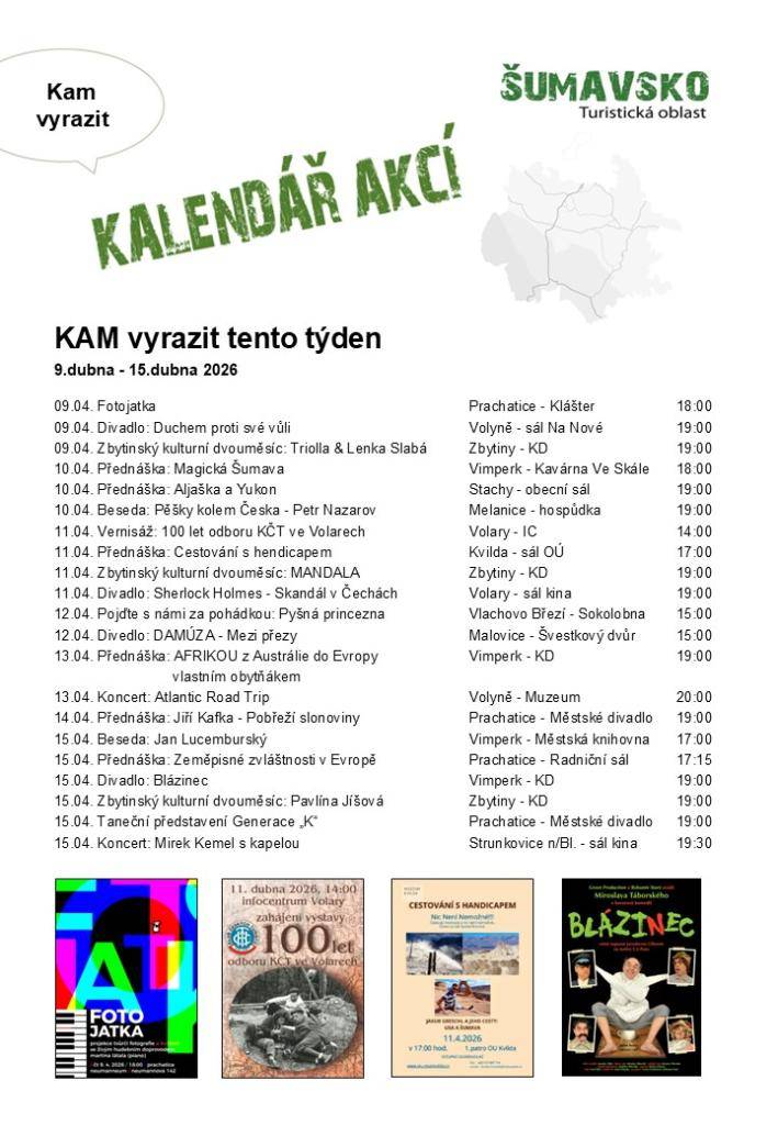 Kalendář akcí pro 15. týden 2026