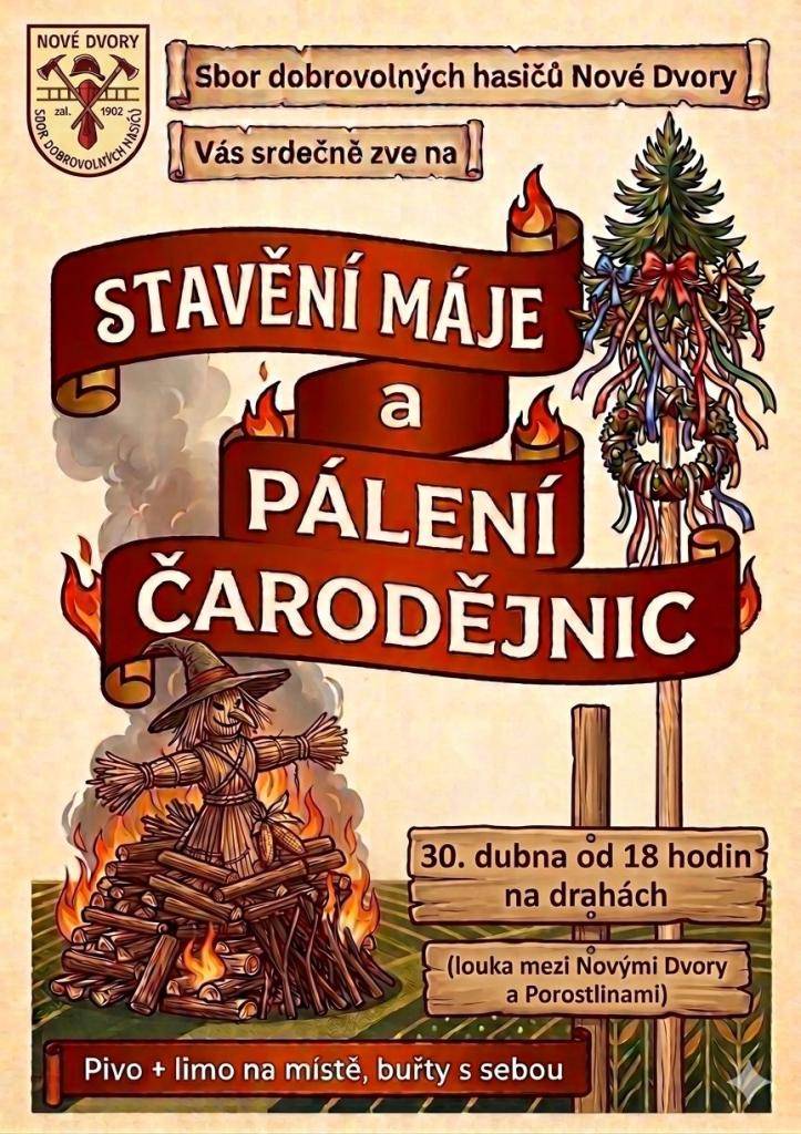 Zveme všechny občany na pálení čarodějnic, které proběhne ve čtvrtek dne 30. dubna 2026.