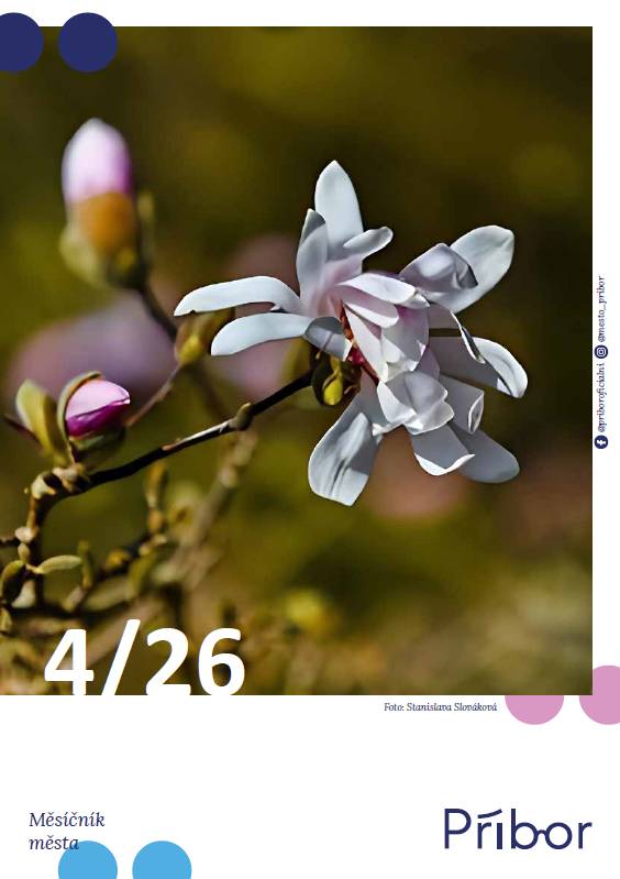 Měsíčník města Příbora na měsíc duben naleznete níže. Informace z úřadu, klubů a spolků, kulturní pozvánky a další.