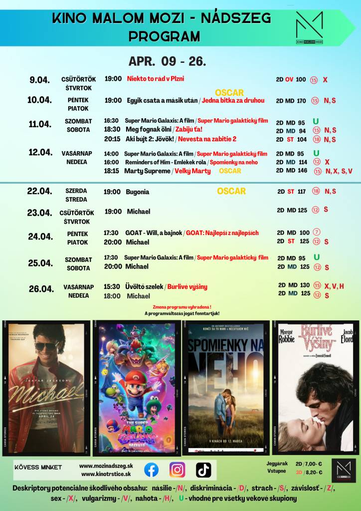 KINO MALOM MOZI NÁDSZEG (TRSTICE) - PROGRAM