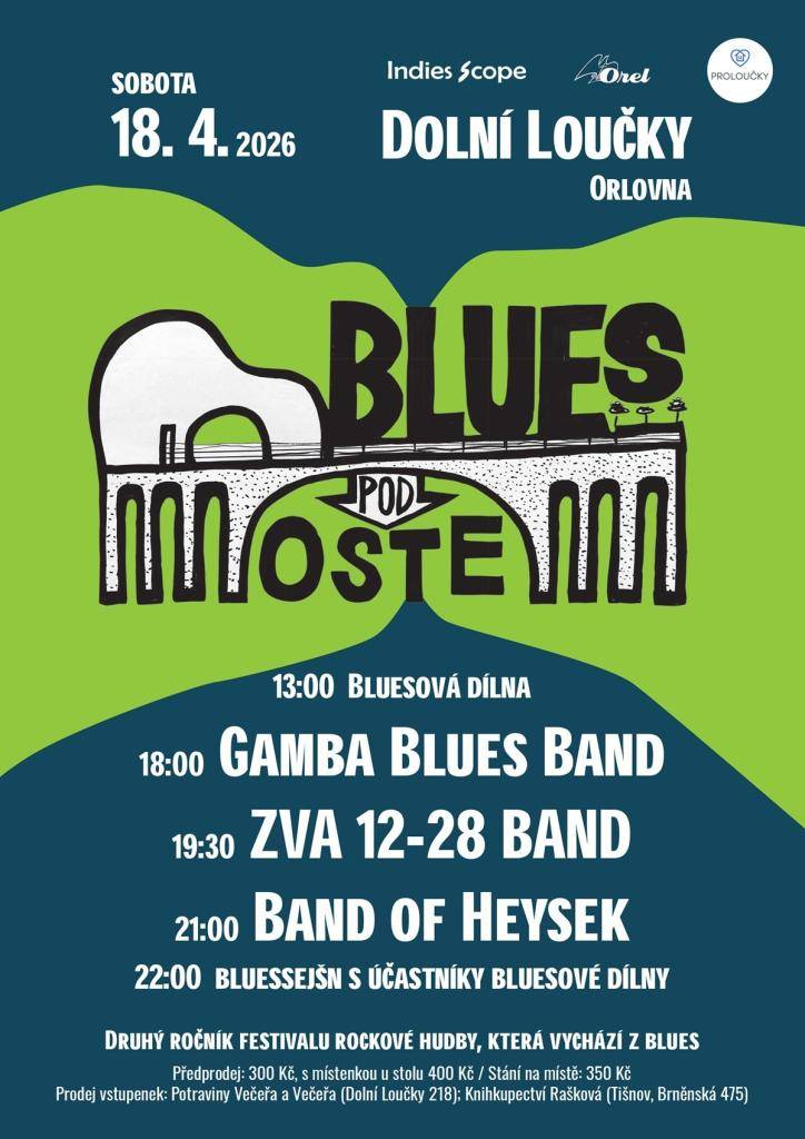V sobotu 18. dubna se v orlovně v Dolních Loučkách koná akce Blues pod mostem.