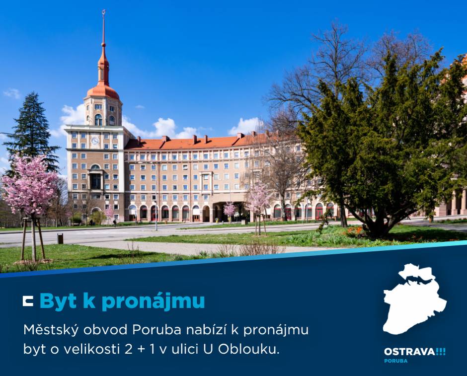Městský obvod Poruba nabízí k pronájmu byt o velikosti 2 + 1 v ulici U Oblouku č. 501/10. Prohlídky bytu se uskuteční v pondělí 13. dubna 2026 v 16 hodin a v úterý 14. dubna 2026 v 9 hodin. Více informací 👉 https://1url.cz/4eHMr
