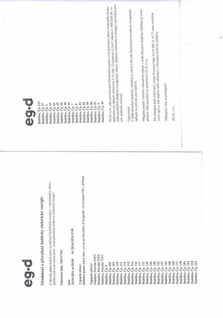 28.04.2026  střed obce + ulice na Slavětice