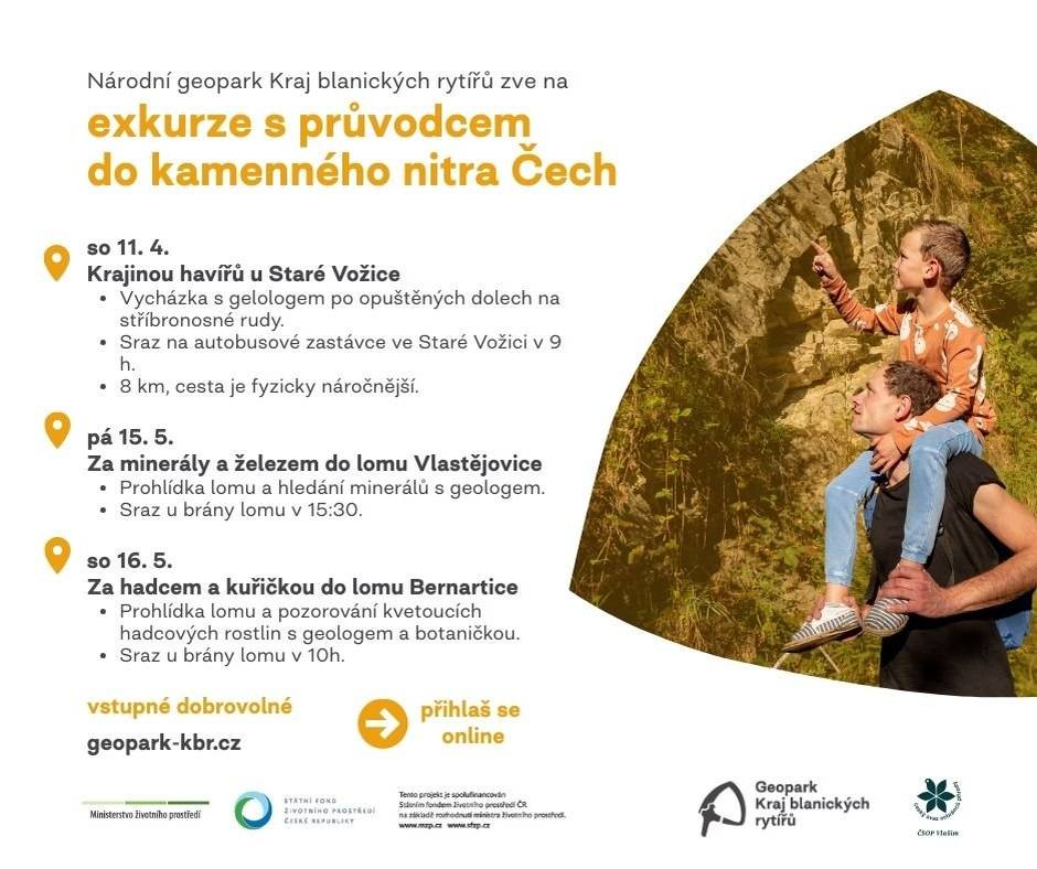 Národní geopark Kraj blanických rytířů zve v sobotu 11.4.2026 na vycházku s geologem po opuštěných dolech na stříbronosné rudy.  Sraz: V 9:00hod. - autobusová zastávka ve Staré Vožici  Trasa: 8km, cesta je fyzicky náročná.!