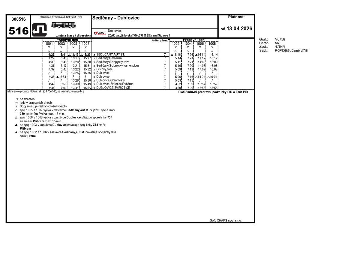 Od pondělí 13.4. je navrácen původní jízdní řád autobusového spojení do Chramost.