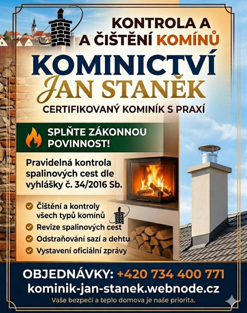 KONTROLA A ČIŠTĚNÍ KOMÍNŮ - KOMINICTVÍ JAN STANĚK