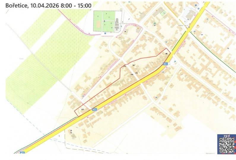 Vážení spoluobčané,  v pátek 10. dubna v době od 8.00 do 15.00 nepůjde v části obce elektřina. Věnujte prosím pozornost přiložené mapce.