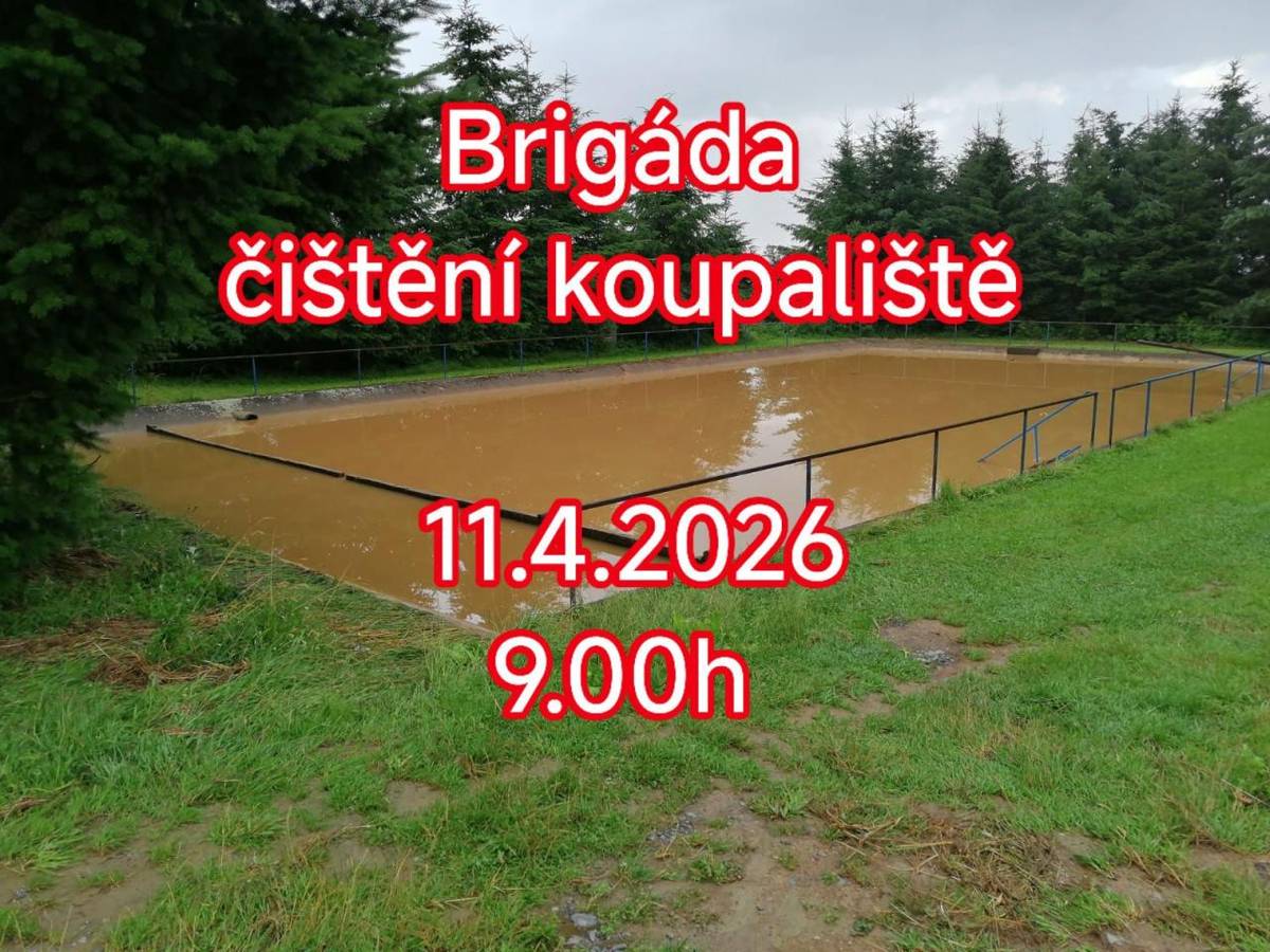 Brigáda na čištění a údržbu koupaliště/požární nádrže proběhne v sobotu 11.4.2026 od 9.00h. Sraz členů jednotky je v 8.30 před hasičskou zbrojnicí. Uvítáme též pomoc široké veřejnosti.
