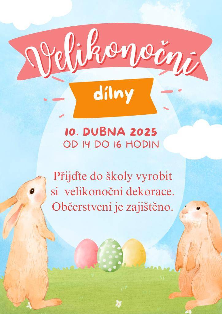 V minulých letech obec Cotkytle pořádala Velikonoční tvoření. Letos jsme se domluvili se ZŠ a MŠ Cotkytle, která dne 10.04.2025 od 14 hodin pořádá Velikonoční dílny. Srdečně Vás zveme do naší školy.