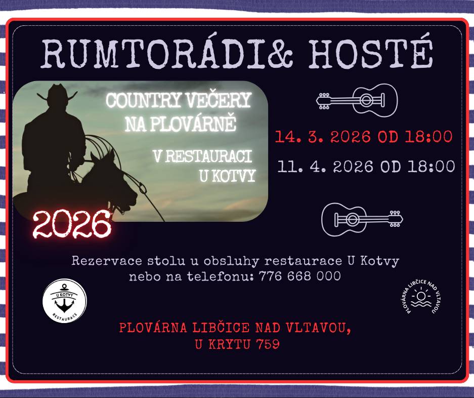 Pátek 10. dubna  Centrum Malina, z.s. zve na setkání ženského kruhu, tentokrát na téma Emoce, od 19 hodin v KC Fara.     Sobota 11. dubna Od 16:00 přijďte v sobotu do Galerie Uhelný mlýn na komentovanou prohlídku aktuální výstavy Mezi námi v tichu s kurátorkou Teou Kříž.     Od 16:30 přijďte fandit Libčicím - AFK Libčice zve na fotbalové utkání 1.B třídy. Naši borci nastoupí v 16:30 proti SK Rejšice.     Od 18:00 Rumtorádi zahrají oblibené písničky na country večeru v resturaci na plovárně.     Neděle 12. dubna Městský šachový klub zve na mistrovské utkání 11. kola regionálního přeboru skupiny A. Od 9:00 se v klubovně Na Radosti utkají LIbčice proti Sokolu Buštěhrad C.     V neděli je možnost dozvědět se více o historii a proměnách uhelného mlýna v současné kulturní centrum začína. Komentova prohlídka areálu začína v 15:00.      Od 18:30 v Uhelném mlýně vystoupí Pavel Bořkovec quartet a hosté. V rámci 9. ročníku hudebního festivalu nejen terezínských skladatelů Věčná naděje zazní hudba napříč styly a emocemi, od jemných barev až po symfonický zvuk.   Zajímají vás, co se v Libčicích koná? Všechny akce najdete přehledně na webu města v kalendáři akcí:  https://www.libcice.cz/zivot-ve-meste/kalendar-akci/