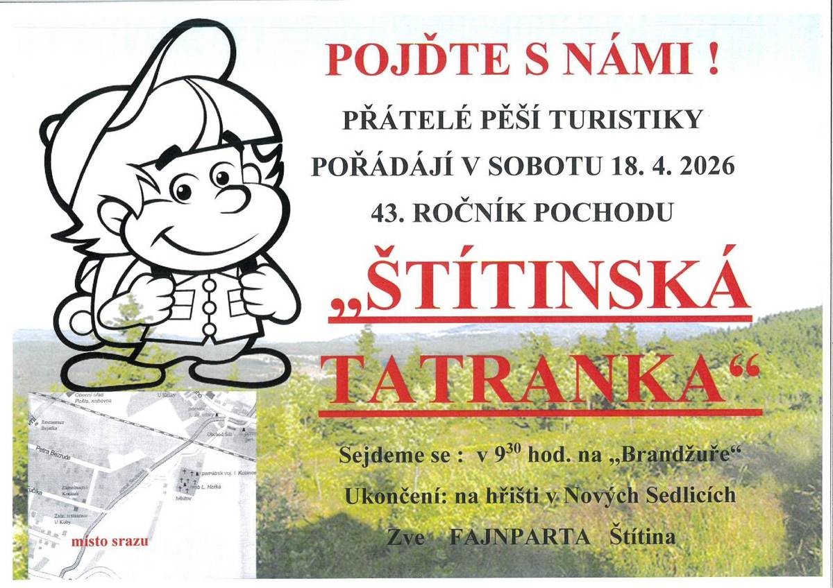43. ročník turistického pochodu  18.4.2026 v 9:30 hod. na Brandžuře