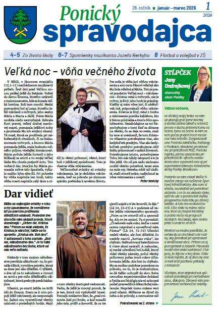 Prečítajte si prvé tohtoročné číslo Ponického spravodajcu, ktorý je plný zaujímavých informácií z diania v obci Poniky.