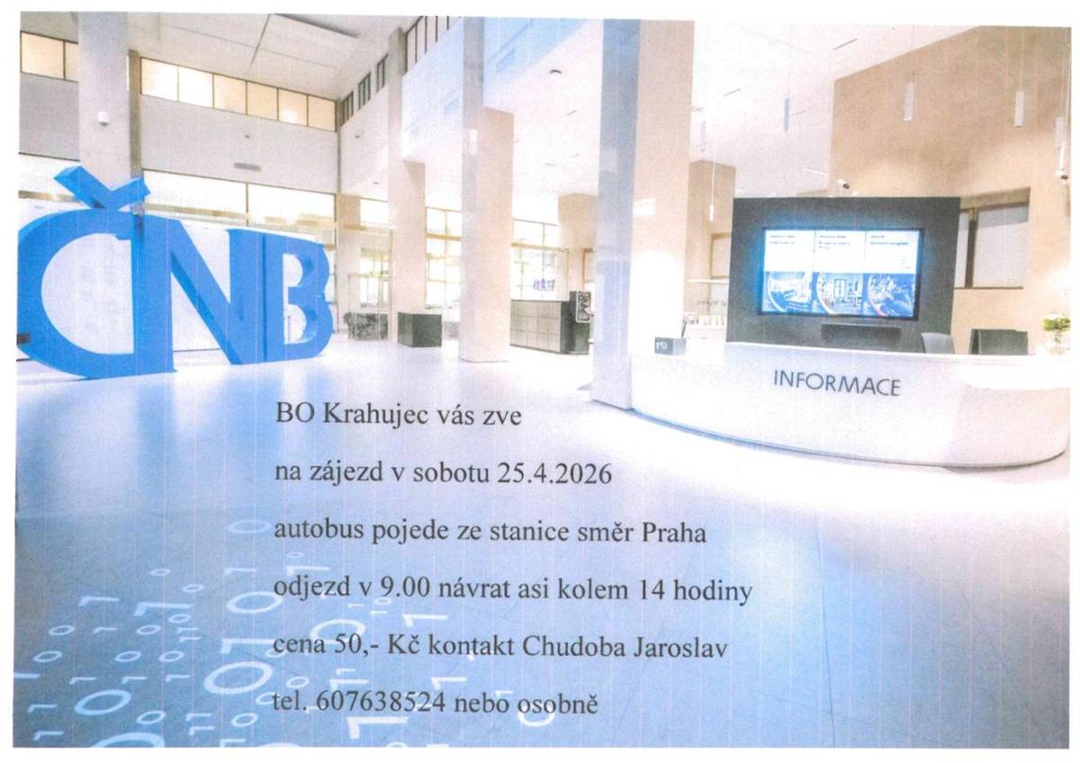 BO Krahujec Vás zve na zájezd v sobotu 25.4.2026.