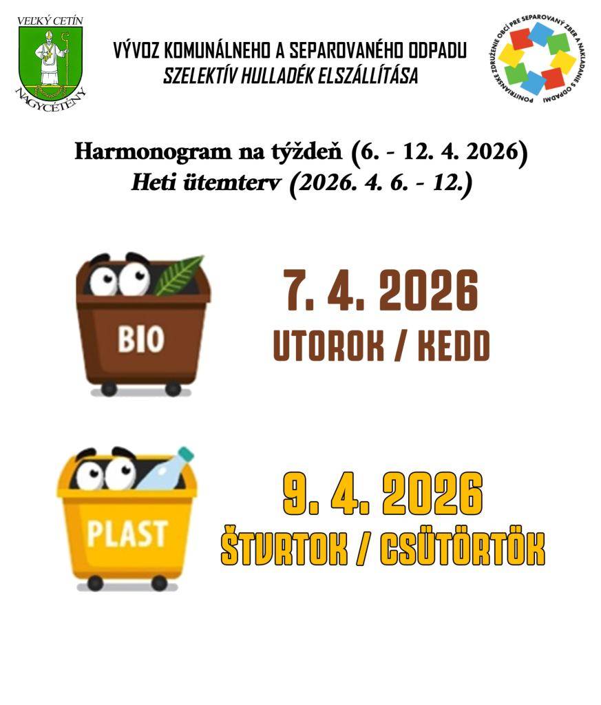 Harmonogram na týždeň (6-12. 4. 2026)