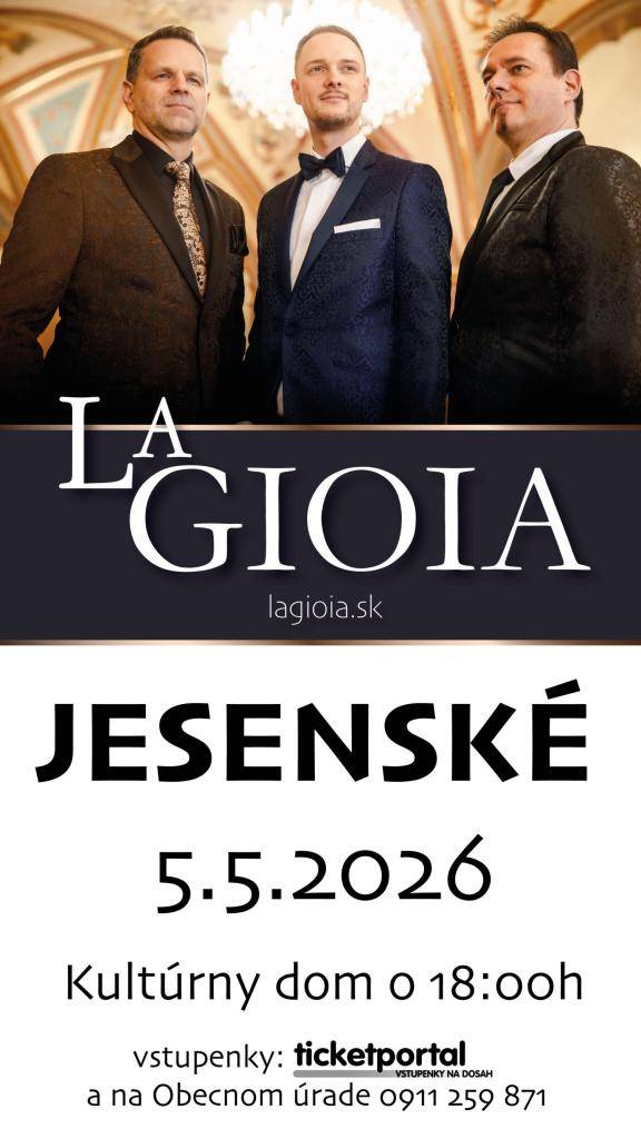 La Gioia patrí medzi najúspešnejšie slovenské hudobné zoskupenia svojho druhu. Trio je známe spojením operného spevu s modernou populárnou hudbou.  A La Gioia Szlovákia egyik legsikeresebb zenei együttese a maga műfajában. A trió az opera éneklést ötvözi a modern könnyűzenével.