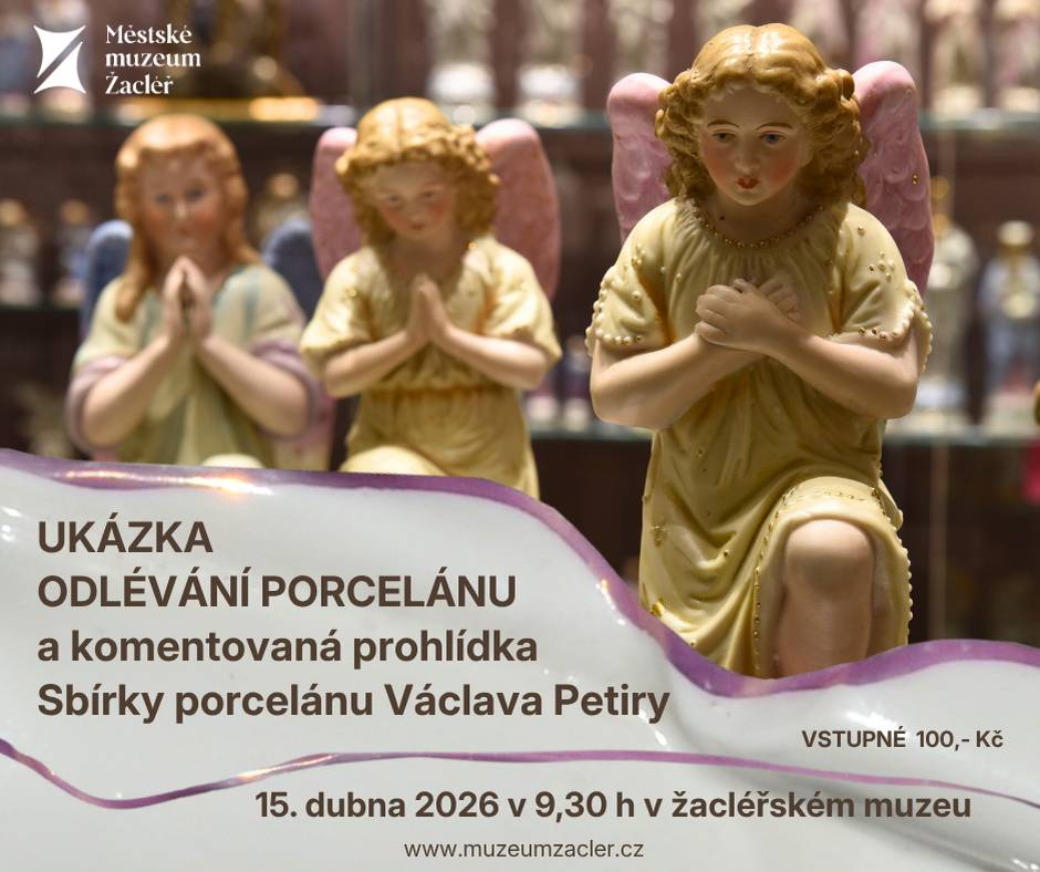 Žacléřské muzeum na objednání nabízí speciální program s ukázkou odlévání porcelánu. Jeden takový se uskuteční v dubnu a je možné se připojit k objednané skupince.   Ve středu, 15. dubna 2026 v 9,30 h   Co Vás čeká? Provedeme Vás expozicí porcelánu, seznámíme Vás s historií výroby, představíme původní majitele a na závěr vám přiblížíme technologii výroby a odlévání porcelánových sošek.   www.muzeumzacler.cz tel: 499 739 225