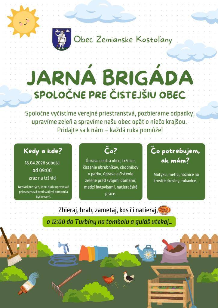 Brigáda na úprave verejných priestranstiev, ulíc a priestorov pred domami.