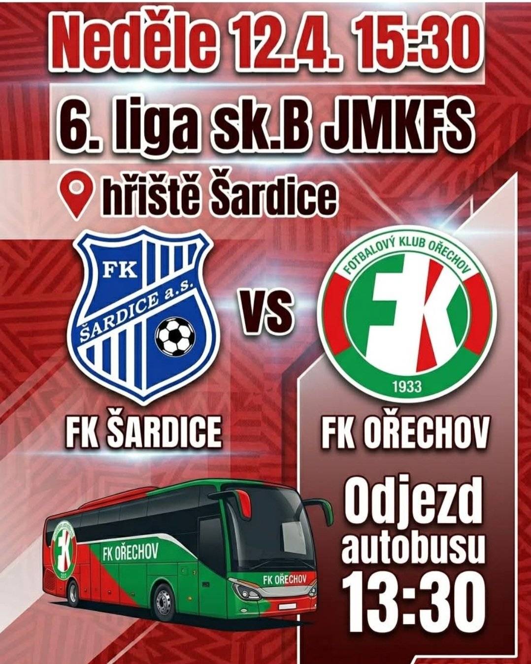 Vyraz s námi v neděli 12. 4. ve 13,30 autobusem od obecní hospody na ul. Tolarova za dalším fotbalovým zážitkem. V neděli se poměříme s dosavadním lídrem tabulky - týmem FK Šardice. Nenech si ujít možnost podpořit nás v boji o co nejlepší výsledek.