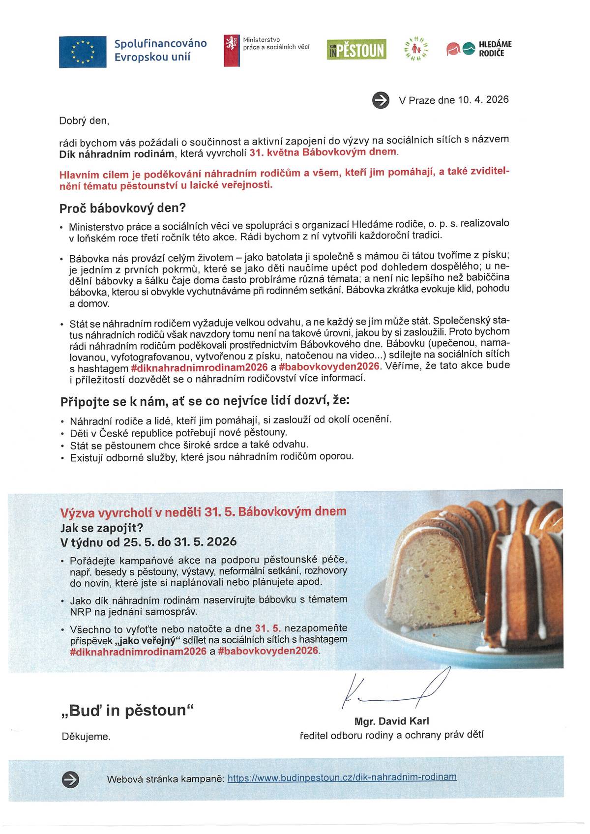 Poděkování náhradním rodinám