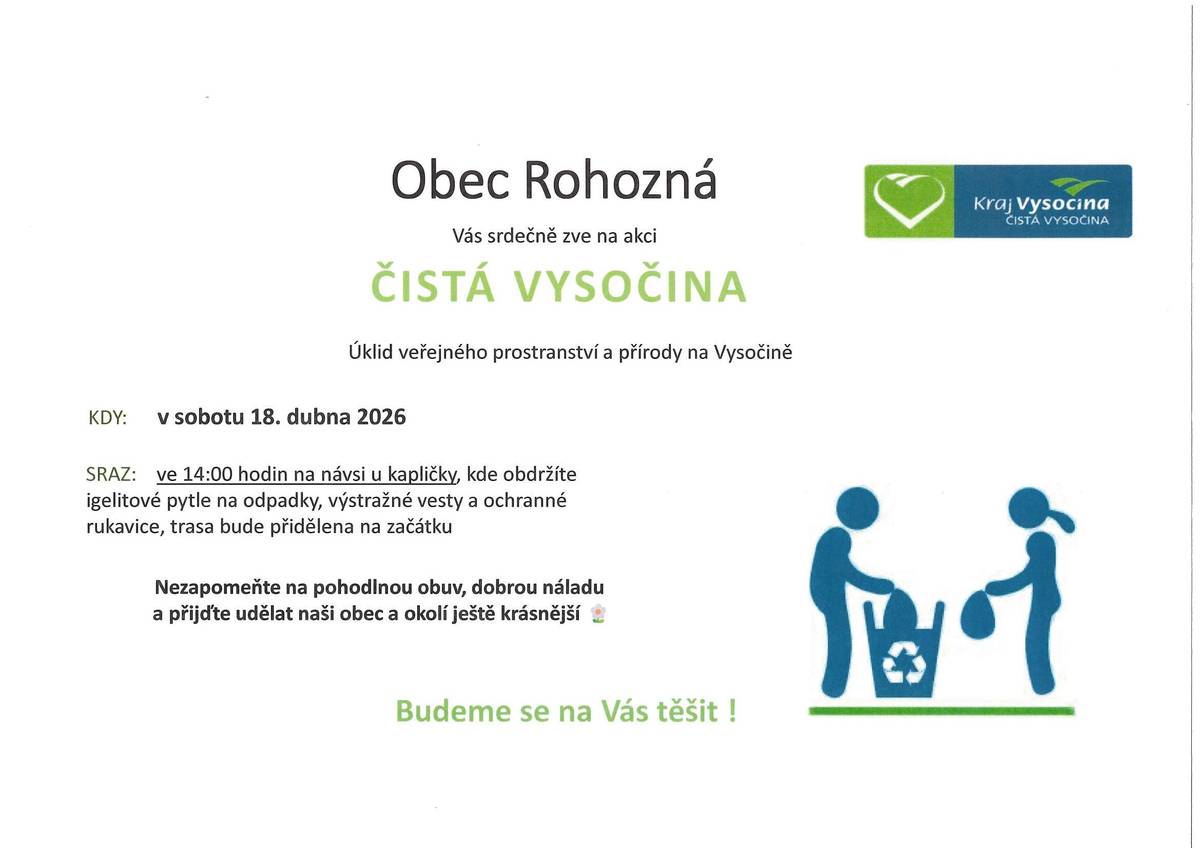 Přijďte udělat naši obec a okolí ještě krásnější.