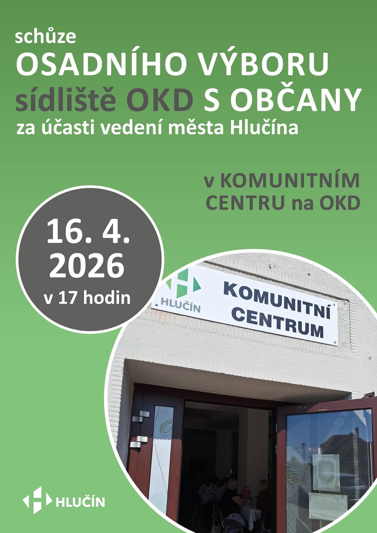 Vedení osadního výboru sídliště OKD zve občany na veřejné setkání, kde budou představeny aktuální plány rozvoje lokality a prostor dostanou i vaše dotazy a podněty. Schůze se uskuteční ve čtvrtek 16. 4. 2026 od 17 hodin v Komunitním centru na OKD. Přijďte se aktivně zapojit do dění ve vašem okolí. „Účast občanů a jejich názory jsou pro další rozvoj města klíčové. Chceme, aby se obyvatelé aktivně zapojili do dění ve svém bezprostředním okolí a aby výsledná podoba projektů co nejvíce odpovídala jejich skutečným potřebám,“ uvádí starostka města Petra Tesková. Obyvatelé tak mají jedinečnou příležitost nahlédnout pod pokličku plánovaných změn ve své lokalitě. Obecně se všichni obyvatelé města a jeho částí mohou kdykoliv se svými podněty obracet přímo na jednotlivé členy osadního výboru. Ti fungují jako klíčová spojka, kdy sesbírané připomínky následně zpracují a předloží vedení města k dalšímu řešení. #hlucin #mestohlucin #okd #komunikace #podnety &navrhy #komunitnizivot