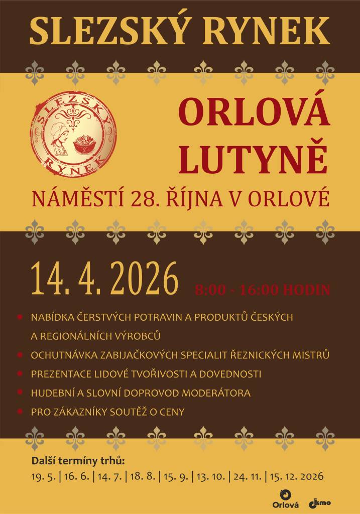 Spolek českých výrobců a zemědělců zve veřejnost na další Slezský rynek. Koná se v úterý 14. dubna. Přijďte si vybrat z nabídky čerstvých potravin a produktů regionálních výrobců, ochutnat zabijačkové speciality řeznických mistrů nebo si udělat radost poctivým rukodělným výrobkem. Stánky se otevřou v 8 hodin. Prodej probíhá do...