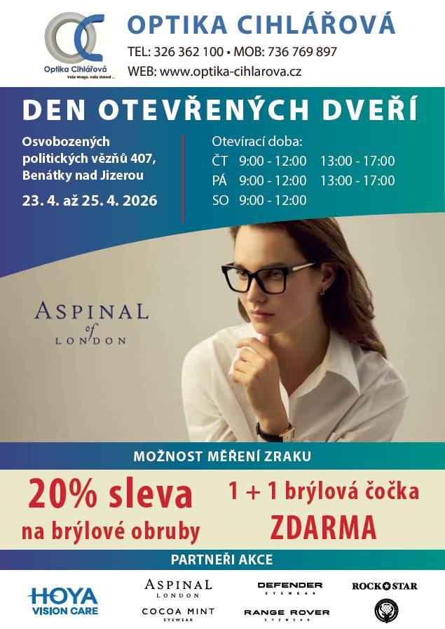 Ve dnech 23.4. až 25.4.2026 využijte po telefonickém objednání měření zraku.