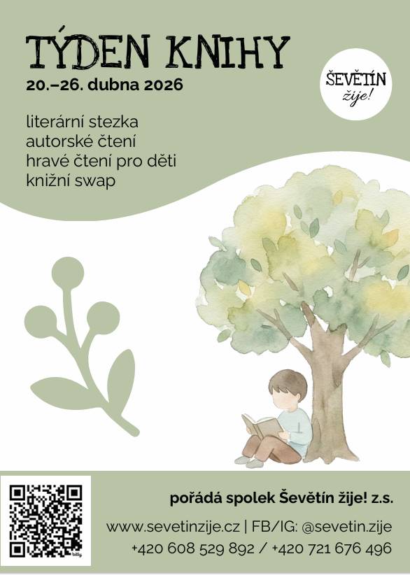 Spolek Ševětín žije! pro Vás připravil akce v rámci Týdnu knih (literární stezka, autorské čtení, hravé čtení pro děti, knižní swap), více viz přílohy.