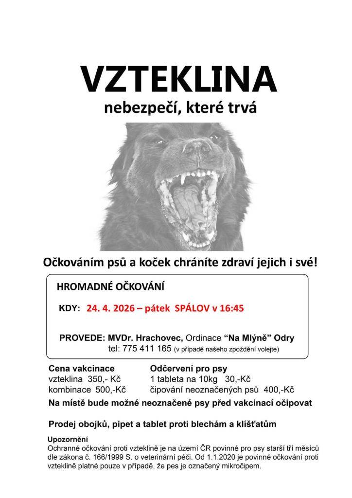 v pátek 24.4.2026 od 16:45 hod. před úřadem městyse.