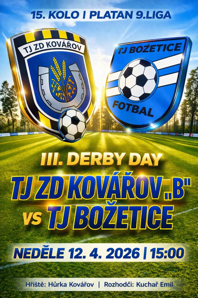 Přehled zápasů TJ ZD Kovářov pro tento víkend. Přijďte je podpořit na Hůrka.