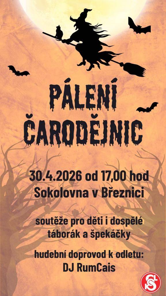 Pozvánka TJ SOKOL Březnice na tradiční Pálení čarodějnic: