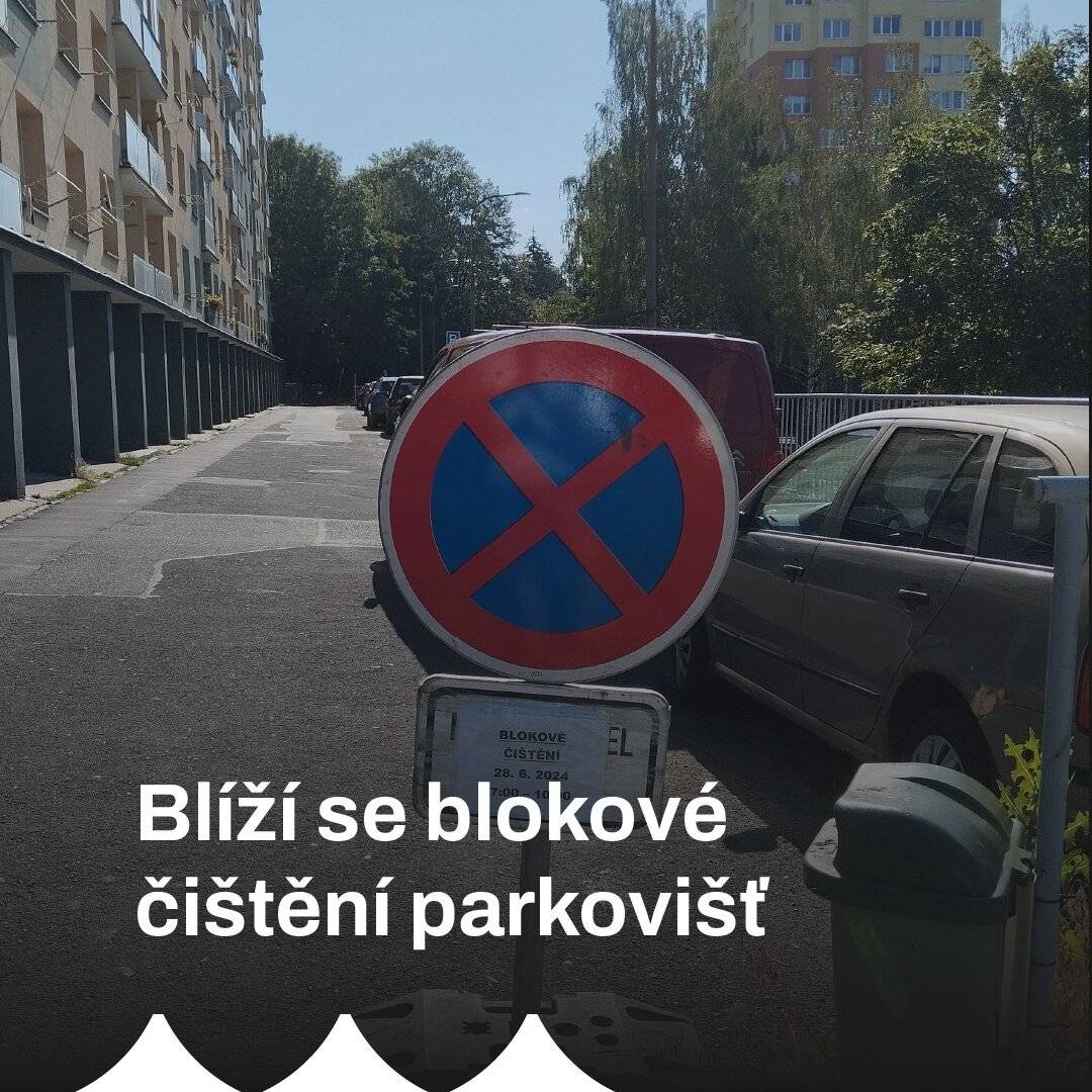 Od úterý 20. dubna do středy 29. dubna proběhne čištění parkovišť a místních komunikací. Prosíme všechny řidiče, aby na vyznačených parkovištích a komunikacích v době čištění neparkovali a neriskovali tak odtah svého vozu.