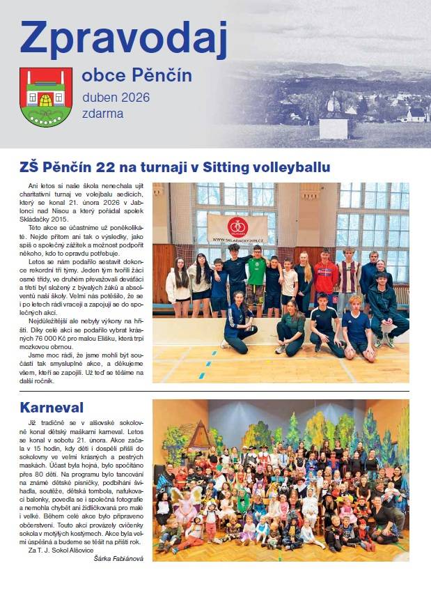 Pěnčínský zpravodaj - Duben 2026