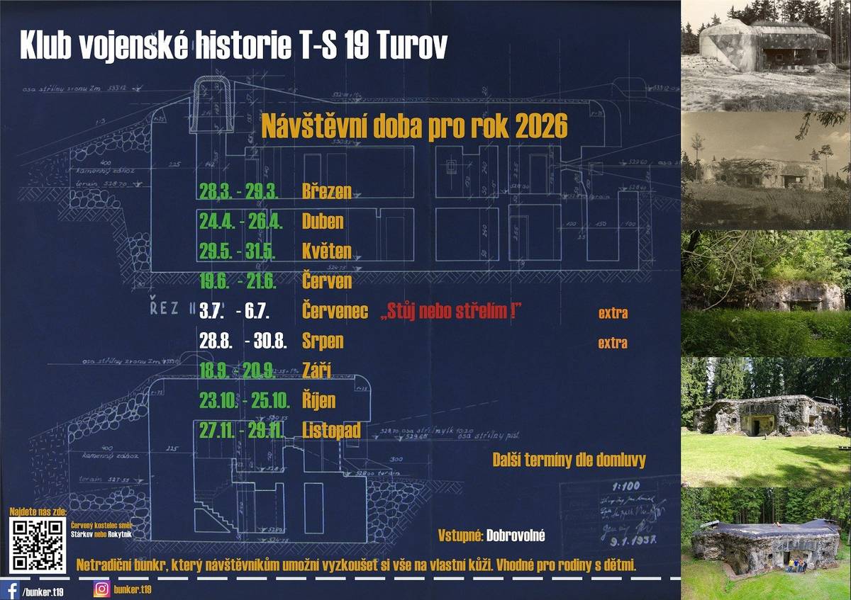Poslední březnový víkend byla zahájena letošní návštěvnická sezóna na pěchotním srubu T-S 19 Turov. Členové místního Klubu vojenské historie se při této příležitosti věnovali nejen otevření objektu pro veřejnost, ale také jeho údržbě a přípravám na nové expoziční prvky. Většina prací byla zaměřena na běžnou údržbu objektu. Byly vyčištěny oba diamantové příkopy, ve kterých se za uplynulý rok nahromadilo několik centimetrů jehličí. Zároveň došlo k očištění horních betonových ploch příkopů. Údržba se nevyhnula ani střeše objektu, odkud bylo nutné odstranit nánosy jehličí a drobných větví z okolní vegetace. Uvnitř objektu se osádka věnovala tradičním činnostem, jako je zametání, odstraňování pavučin nebo leštění vitrín s modely. Další část členů připravovala a realizovala upevnění pro nové zábradlí na schodišti do spodního patra. Právě nové zábradlí bude jednou z nejvýznamnějších investic letošního roku a přispěje ke zvýšení bezpečnosti návštěvníků. Děkujeme městu Hronov a zaměstnancům technických služeb za svoz tříděného odpadu, který se během zimy nahromadil v kontejnerech u přístřešku pro návštěvníky.
