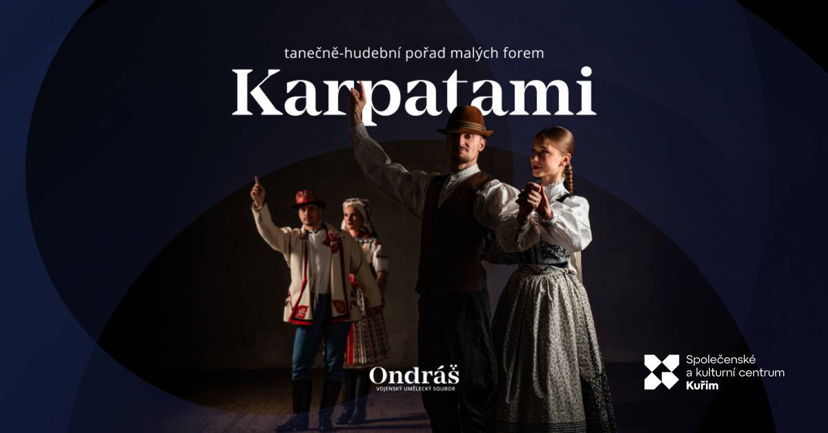 Zveme vás na jedinečný tanečně‑hudební pořad Karpatami v podání VUS Ondráš – spojení tradiční lidové kultury s živou hudbou a tancem. 📆 Čtvrtek 16. 4. 2026 v 19:00 📌 Společenské a kulturní centrum Kuřim 🎫 Vstupenky: www.kulturakurim.cz/akce-karpatami-vus-ondras Přijďte si vychutnat folklorní inspiraci Karpat ve výjimečném podání tanečníků, hudebníků a zpěváků!  