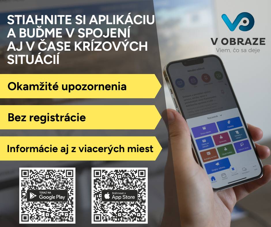 Stiahnite si aplikáciu V OBRAZE a buďte neustále informovaní o aktuálnom dianí počas krízových situácií. Získajte prístup ku všetkým dôležitým informáciám priamo vo svojom mobilnom zariadení a nečakajte na načítanie webových stránok. Aplikácia je bez registrácie a je dostupná pre Android aj IPhone.