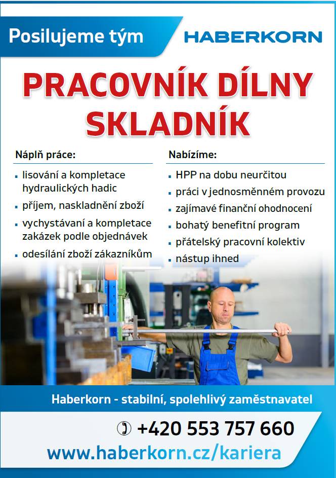 hledá pro své pracoviště  v Mokrých Lazcích vhodného kandidáta/kandidátku na pozici: pracovník dílny-skladník.