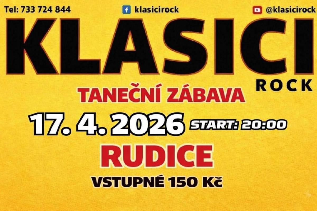 Po úspěšném fašankovém večeru opět zavítá do Rudic kapela KLASICI rock.  17. 4. 2026
