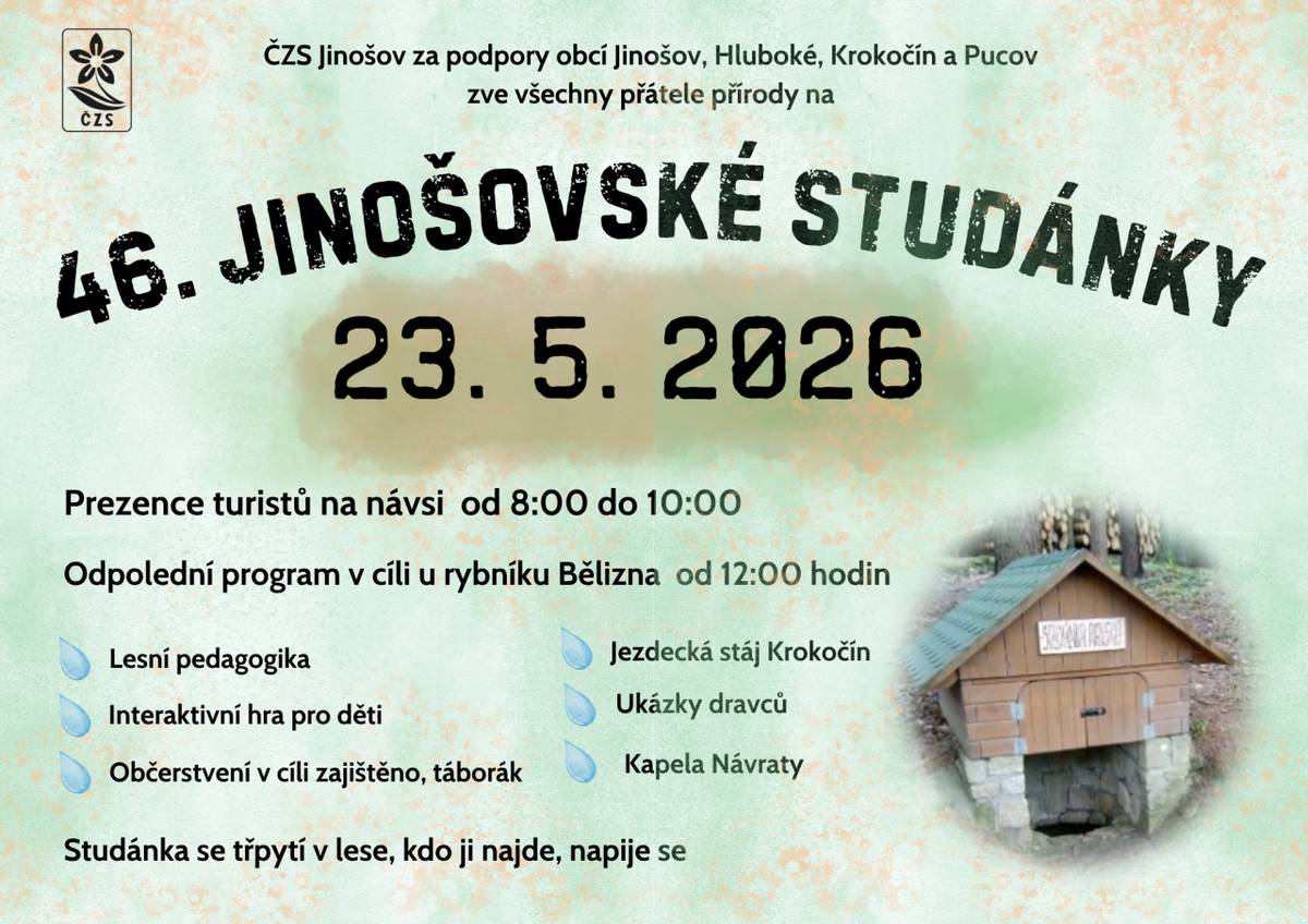 Jménem zahrádkářů Jinošov, paní Františky Blažkové si  Vám dovoluji zaslat pozvánku na tradiční Jinošovské studánky.