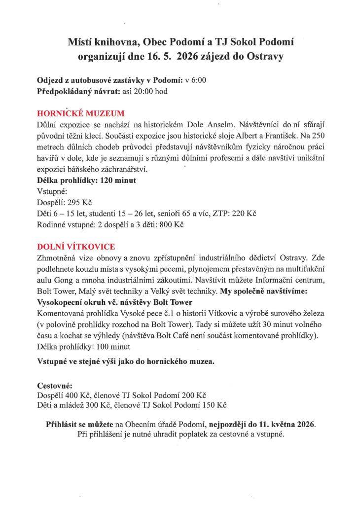 informace, pozvánka