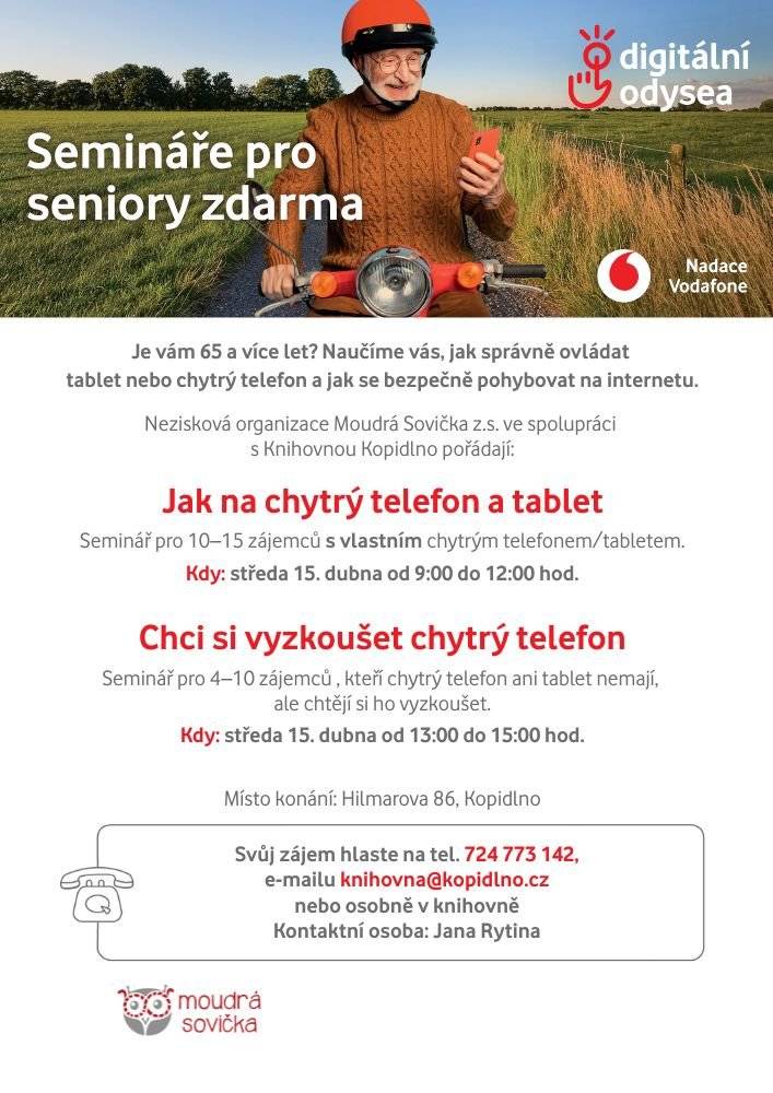 📢 Zítřejší vzdělávání v Kopidlně 👵📱 Semináře pro seniory zdarma 🔸 Jak na chytrý telefon a tablet (9:00–12:00) 🔸 Chci si vyzkoušet chytrý telefon (13:00–15:00) 📍 Knihovna Kopidlno 💳 Jak technologie mění bankovní svět Beseda s bankovním specialistou 🕠 17:30 📍 KVC Kopidlno ✨ Vstup na akce je zdarma. Přijďte se dozvědět něco nového a rozšířit si obzory. Těšíme se na vás 💙