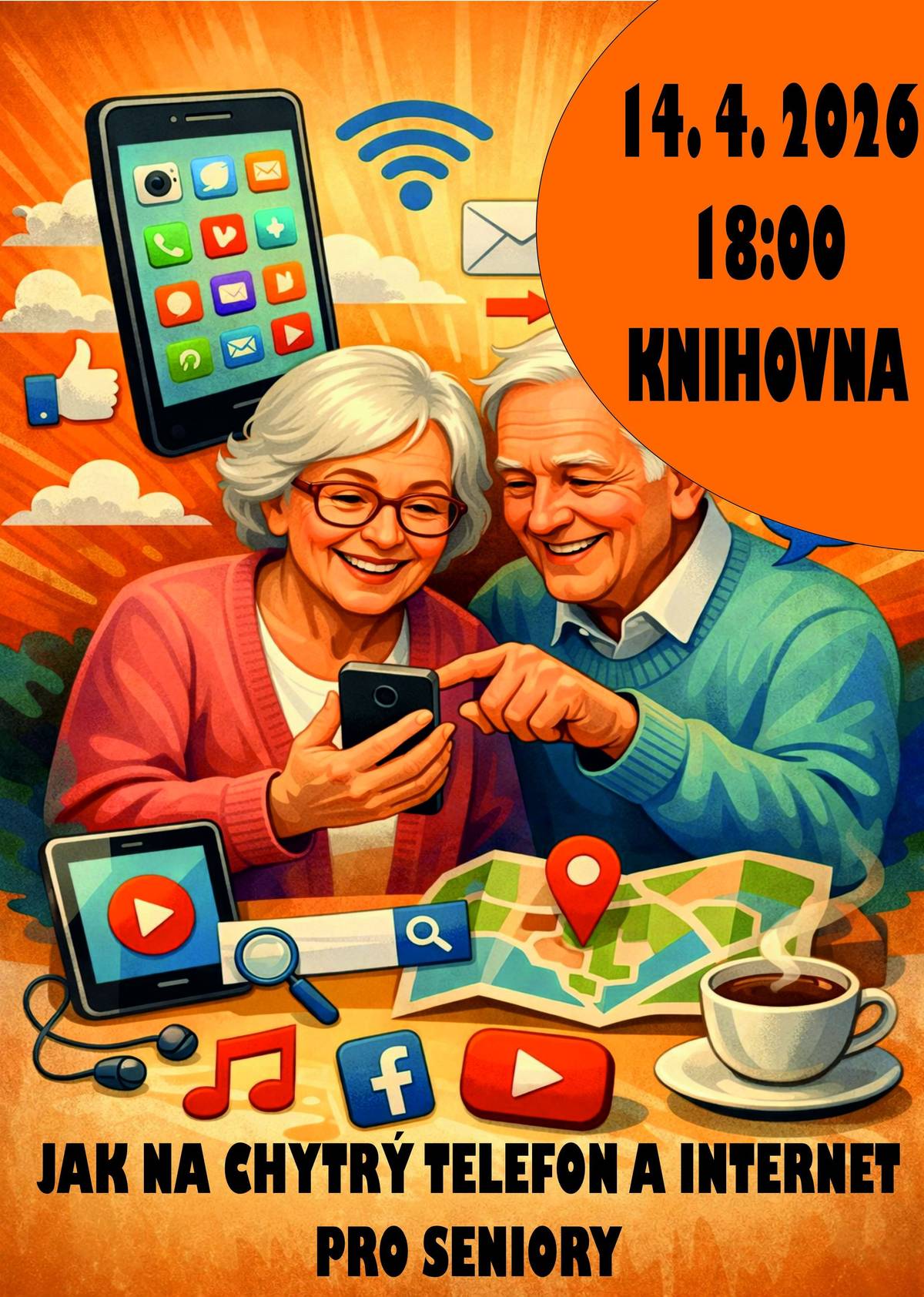 V rámci Klubu seniorů se chceme podívat do tajů moderních technologií, vezměte si s sebou své chytré telefony a nezapomeňte brýle. Tentokrát si necháme poradit od Ondry Vávry, který se nám bude zhruba hodinu věnovat. Pokusí se zodpovědět vaše zvídavé dotazy a společně si nainstalujeme několik potřebných aplikací do telefonů - aplikaci Záchranka apod. Těší se Jířa a Ondra